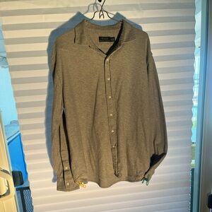 Polo by Ralph Lauren Men's Heather Gray cotton knit Button-Down Shirt XXL L